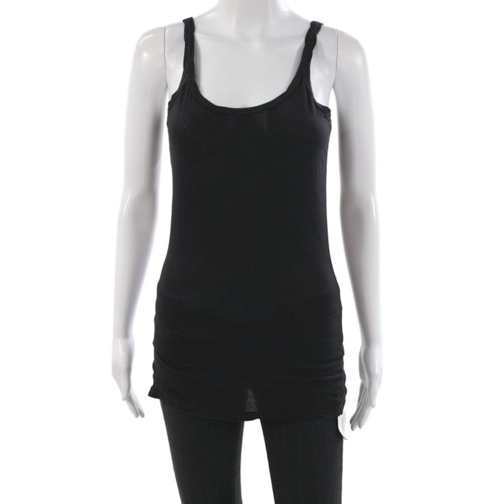 Velvet by Graham & Spencer Women Black Basic Cotton Scoop Neck Tank Size S